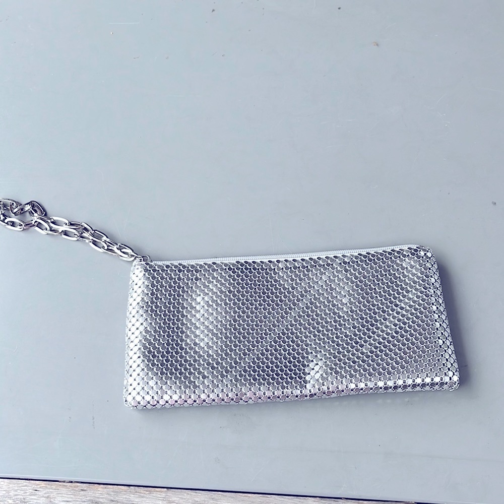 Vintage silver clutch. 1970’s retro silver clutch